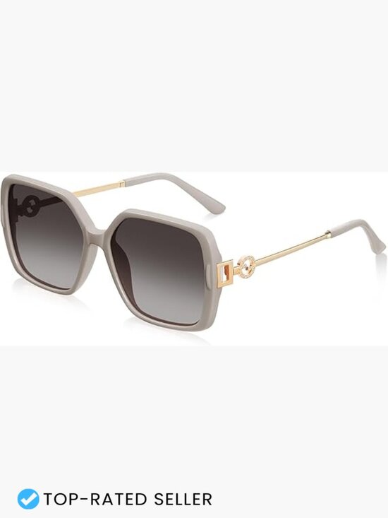 Oversized Retro Square Sunglasses UV Protection Metal Temple Women main image 5